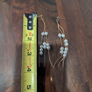 Elegant Gold and Pearl Drop Earrings NWOT